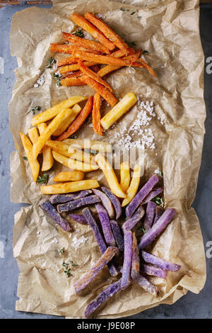 Variety of french fries Stock Photo