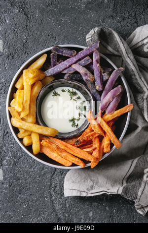 Variety of french fries Stock Photo