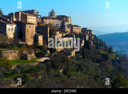 View to the Gordes, is a very beautiful hilltop village in France. Provence-Alpes-Cote d'Azur region Stock Photo