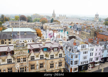 OXFORD/ UK- OCTOBER 26 2016: Aerial View Of Oxford City Showing College Buildings And Spires Stock Photo