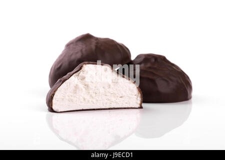 zephyr in chocolate isolated on white background Stock Photo