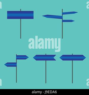 Road direction signs icons set vector illustration Stock Vector