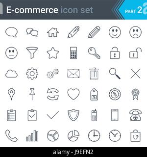 E-commerce simple thin icon set isolated on white background Stock Vector