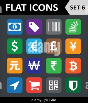 Universal Colorful Flat Icons. Set 6. Stock Vector