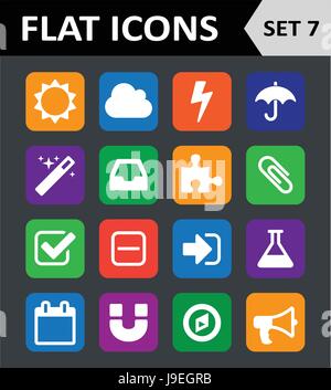 Universal Colorful Flat Icons. Set 7. Stock Vector