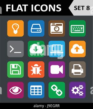 Universal Colorful Flat Icons. Set 8. Stock Vector