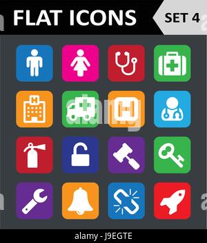 Universal Colorful Flat Icons. Set 4. Stock Vector