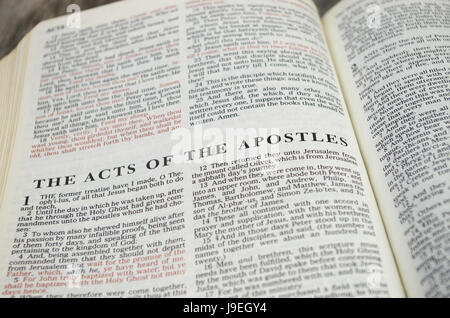 Title page for the book of Acts in the Bible – King James Version Stock Photo