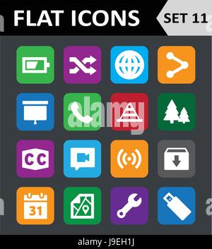 Flat tree icons set. Universal tree icons to use for web and mobile UI ...