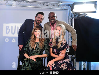 (Clockwise from left) Jake Johnson, Courtney B. Vance, Annabelle Wallis and Sofia Boutella during a BUILD series event to promote The Mummy, held at Shropshire House, London. Stock Photo