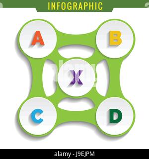 Simply infographic, five parts connections. Stock Vector