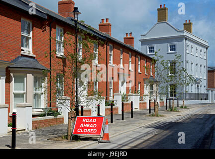Sign - Road Ahead Closed - in Poundbury, Dorset, England UK Stock Photo