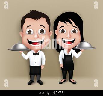 Restaurant staff - cartoon people characters isolated illustration