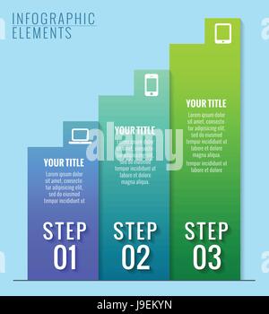 Infographic elements. Three steps to success. Stock Vector