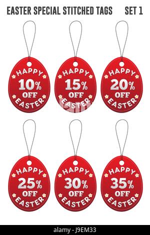 Easter discount tags in the form of egg. Set 1. Vector illustration. Stock Vector