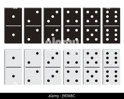 Domino black and white set. Vector illustration. Stock Vector