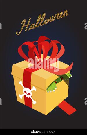 gift for halloween Monster in a box. Fear. A terrible gift. Vector illustration Stock Vector