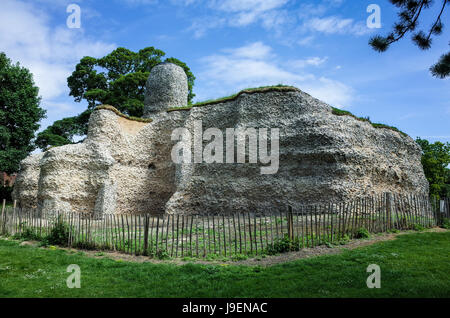 The remains of Walden Castle in Saffron Walden, North Essex UK. It was built between 1141 and 1143 by Geoffrey de Mandeville during a period of unrest Stock Photo