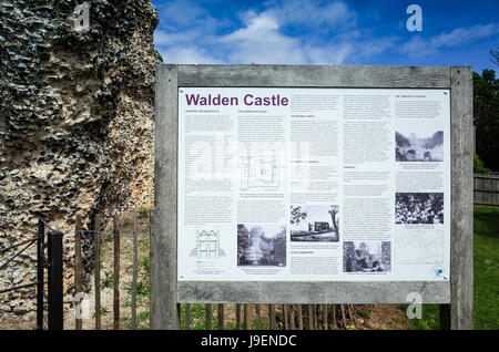 The remains of Walden Castle in Saffron Walden, North Essex UK. It was built between 1141 and 1143 by Geoffrey de Mandeville during a period of unrest Stock Photo