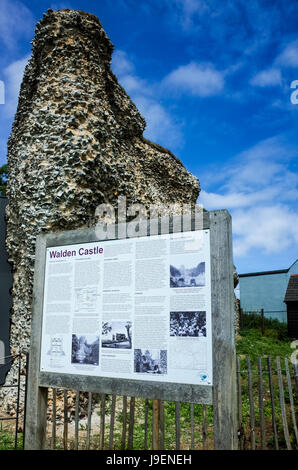 The remains of Walden Castle in Saffron Walden, North Essex UK. It was built between 1141 and 1143 by Geoffrey de Mandeville during a period of unrest Stock Photo