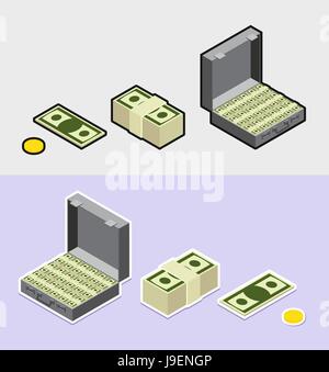 Money icons  isometric  style sticker Stock Vector