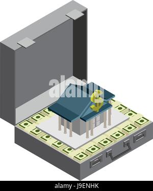 The Bank in case of money from money. The guarantee of reliability. Stock Vector