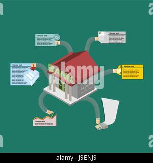 The Bank's work. Infographics banking. Isometric style Stock Vector