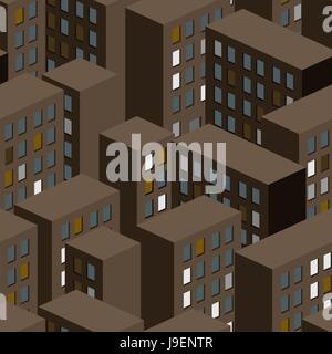 Night city seamless pattern. Background of city buildings. Vector illustration Stock Vector