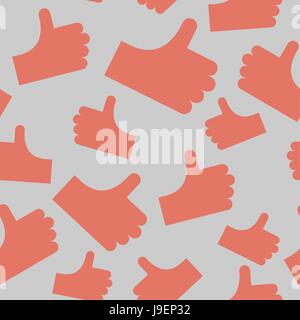 Thumbs up seamless pattern. background hands. Vector illustration Stock Vector