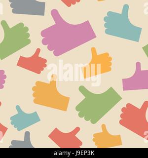 Thumbs up seamless pattern. background hands. Vector illustration Stock Vector