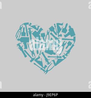 Symbol heart of carpentry tools. Logo for carpentry shop or mastreskoj tools. Vector illustration Stock Vector