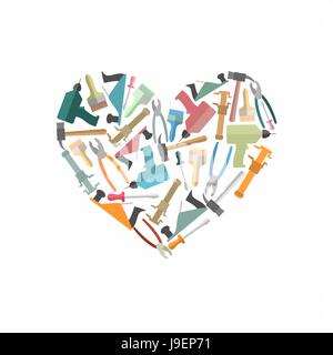 Symbol heart of Construction tools. Logo for carpentry shop or mastreskoj tools. Vector illustration Stock Vector
