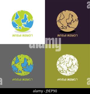 Inverted Earth - logo for travel company. Planet inverted upside down. Abstract emblem for unusual business project. Upside down planet. Globe world i Stock Vector