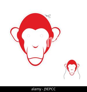 Festive red monkey mask. Symbol of new year. Stock Vector