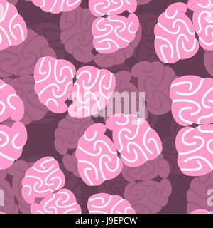 Brain 3d background. Human Brain seamless pattern. Frisky brain tester. Human brains is repeating ornament. Stock Vector