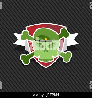 Army emblem. Skull on shield Stock Vector