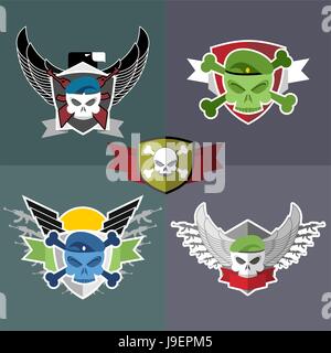 Set  Military emblem. Label on form Stock Vector