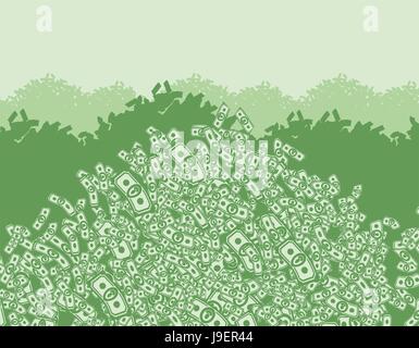 mountain of money, lots of money, wealth, bunch money, money background from dollars Stock Vector