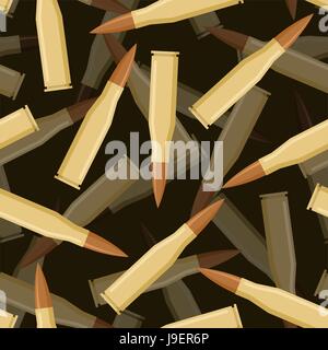 Bullets 3d seamless pattern. Texture of military ammunition. Cartridges for rifles and submachine gun. Stock Vector