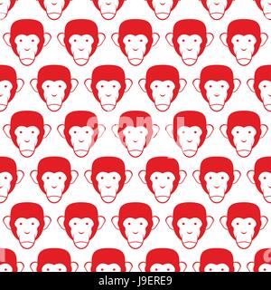 Monkey seamless pattern. Head of animal vector background. Stock Vector
