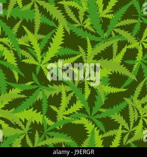 Cannabis leafs seamless pattern. Vector background of narcotic plants Stock Vector