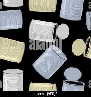 Cans trash vector background. Seamless pattern Tin Stock Vector