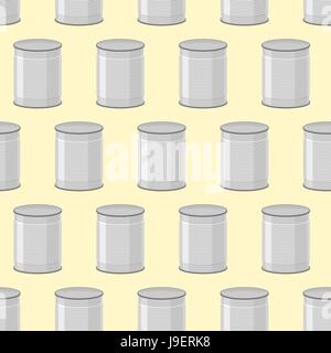 Canned seamless pattern. Background of jars for food. Stock Vector