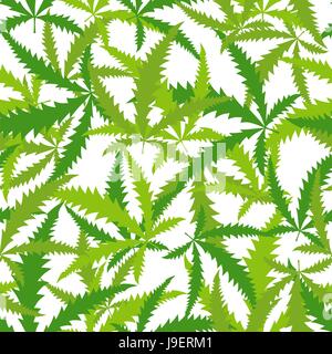 Marijuana, Cannabis seamless pattern. Vector background of leaves. Stock Vector