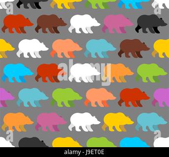 Color bears seamless pattern. Background of  lovely bears. Ornament for baby tissue from wild animals of  forest. Stock Vector