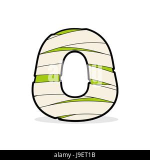 Letter O Egyptian zombies. Mummy ABC icon coiled medical bandages. Monster template elements alphabet. Scary concept type as logo. Stock Vector