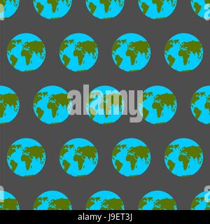 Planet Earth with continents and oceans seamless pattern. Background of atlases for tissue Stock Vector