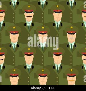 Russian military officers seamless pattern. Army background of people in uniform. Vector background. Russian soldiers police in dress uniform Stock Vector