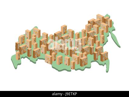 Russia Architectural map .Grey building on entire territory of country. Sad built. Old houses and of  ghetto. Vector illustration of a country. Stock Vector