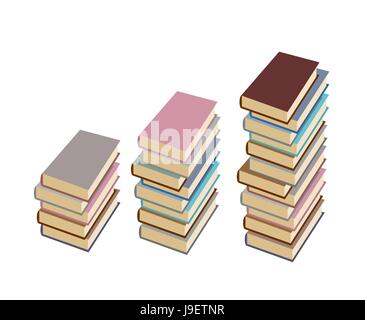 Set  pile of books on a white background. Vector illustration Stock Vector